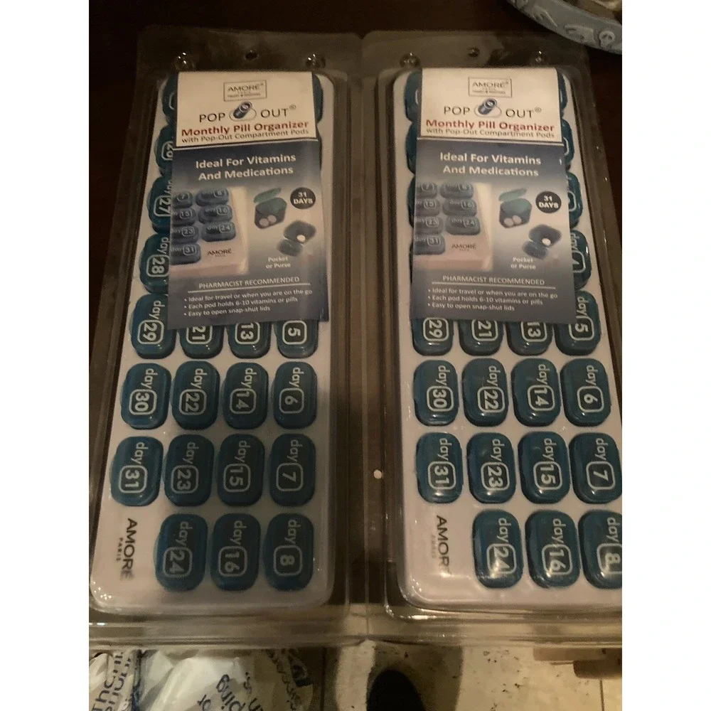 (3 Pack) GMS 31 Day Monthly Pill Organizer Tray with Daily Pop-out Pods